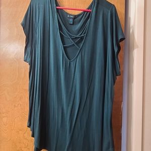Dark green criss cross Rue21 blouse